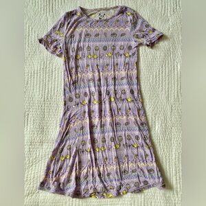 Bellabu Bear Easter Isle Purple Bamboo Girls' Short Sleeve Dress 7/8